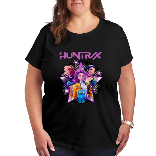 Huntrax Anime Girl Squad Star Retro Cartoon Print Plus Size Ladies Casual T-Shirt