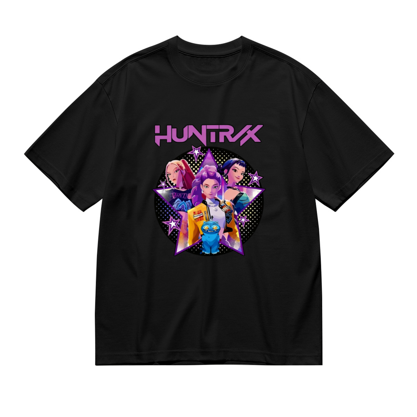 Huntrax Anime Girl Squad Star Retro Cartoon Print Plus Size Ladies Casual T-Shirt