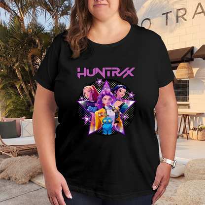 Huntrax Anime Girl Squad Star Retro Cartoon Print Plus Size Ladies Casual T-Shirt