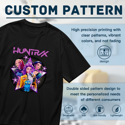 Huntrax Anime Girl Squad Star Retro Cartoon Print Plus Size Ladies Casual T-Shirt