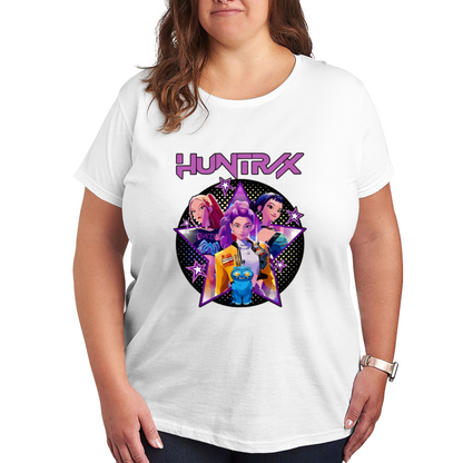 Huntrax Anime Girl Squad Star Retro Cartoon Print Plus Size Ladies Casual T-Shirt