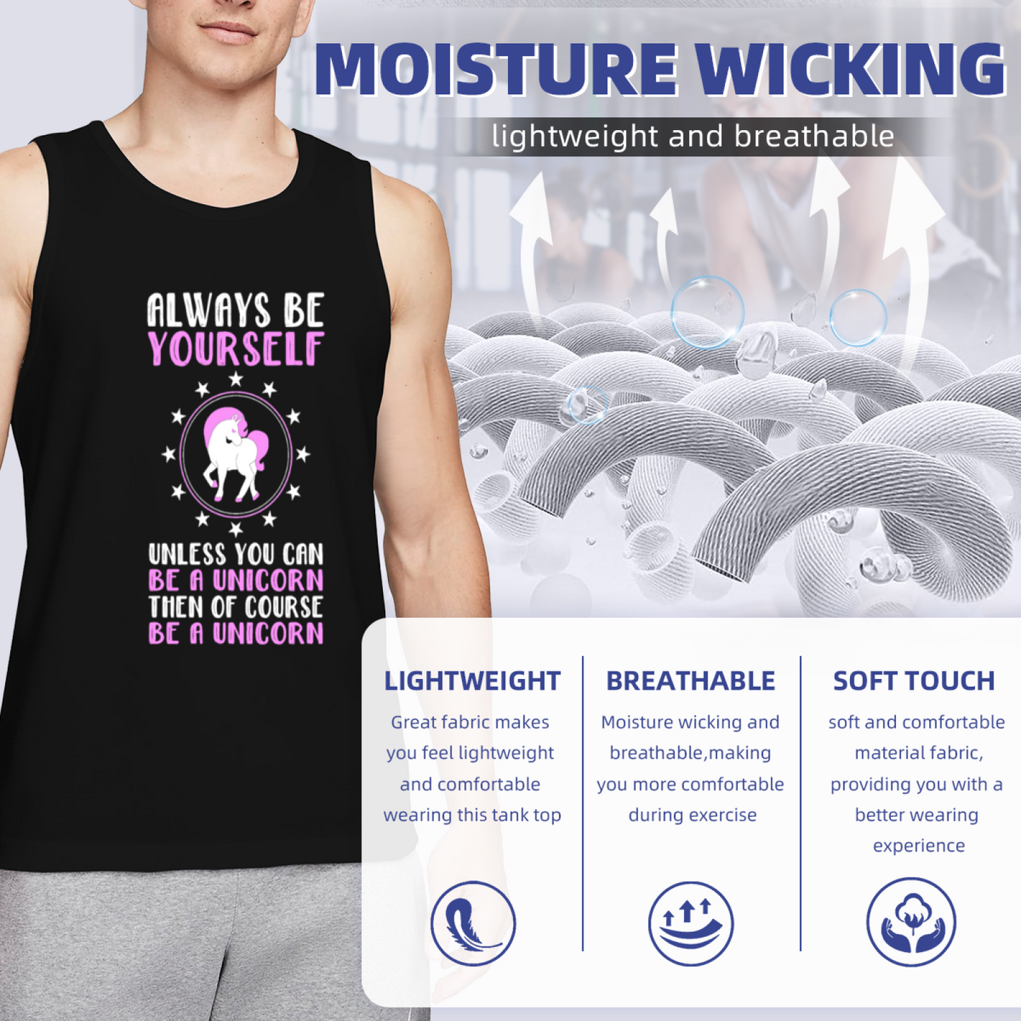 Always Be Yourself Cute Unicorn Men Tank Top