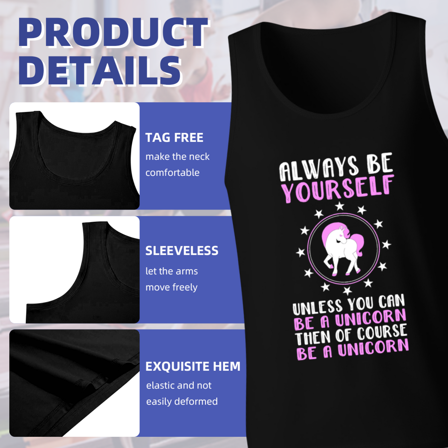 Always Be Yourself Cute Unicorn Men Tank Top