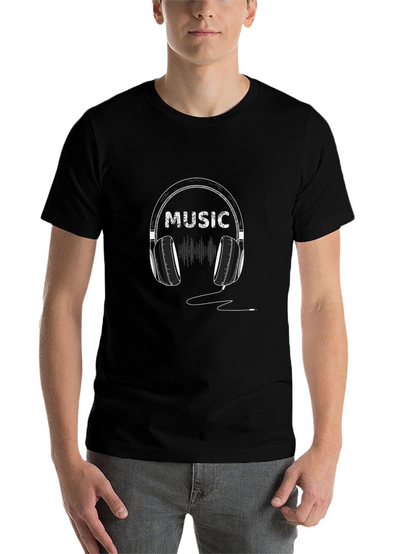 Music Headphone Graphic Tee - Trendy Black T-Shirt