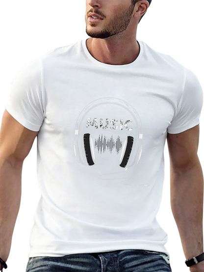 Music Headphone Graphic Tee - Trendy Black T-Shirt