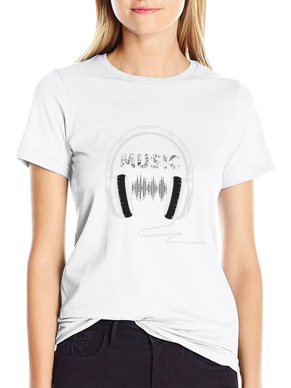 Music Headphone Graphic Tee - Trendy Black T-Shirt