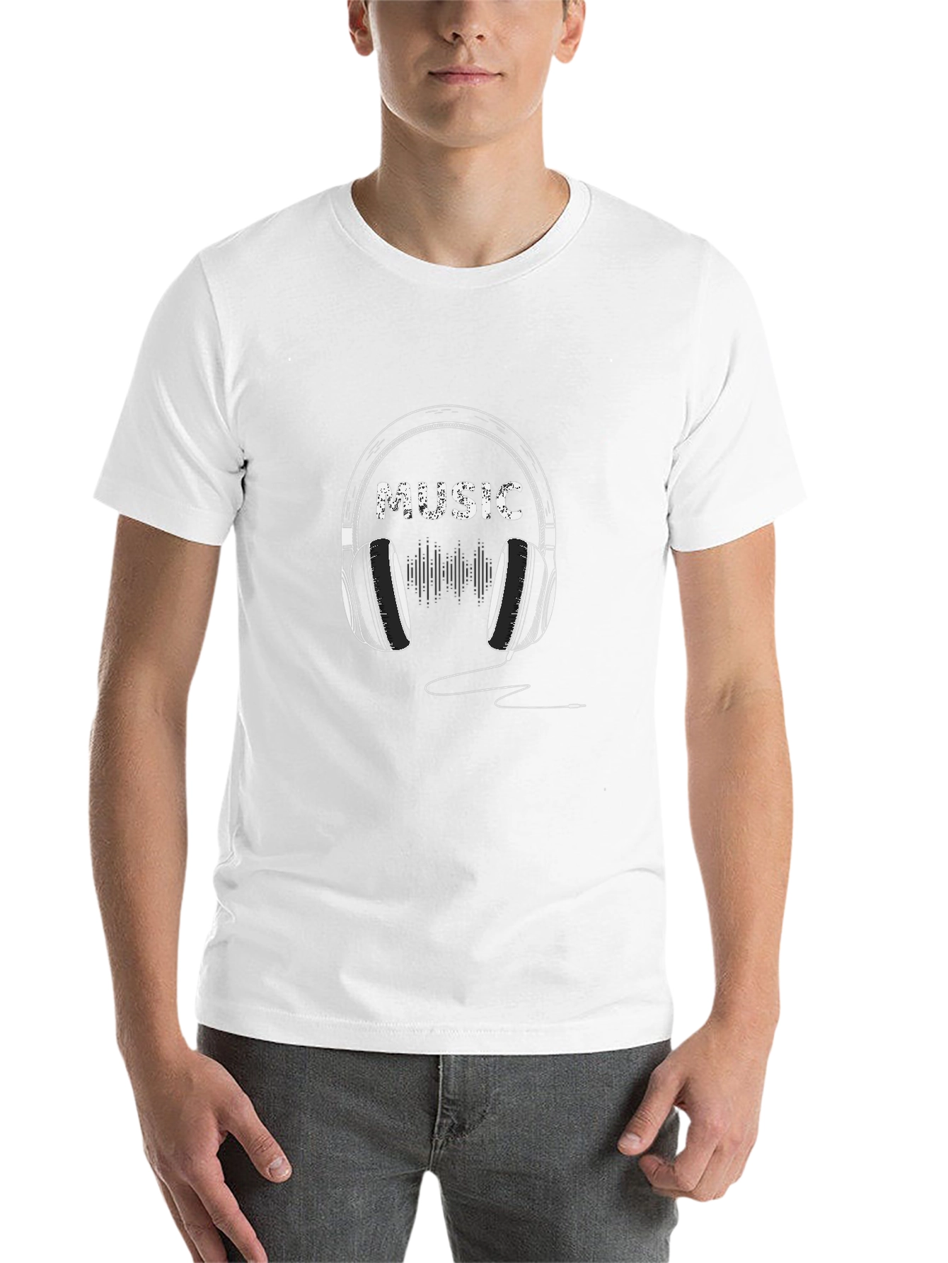Music Headphone Graphic Tee - Trendy Black T-Shirt