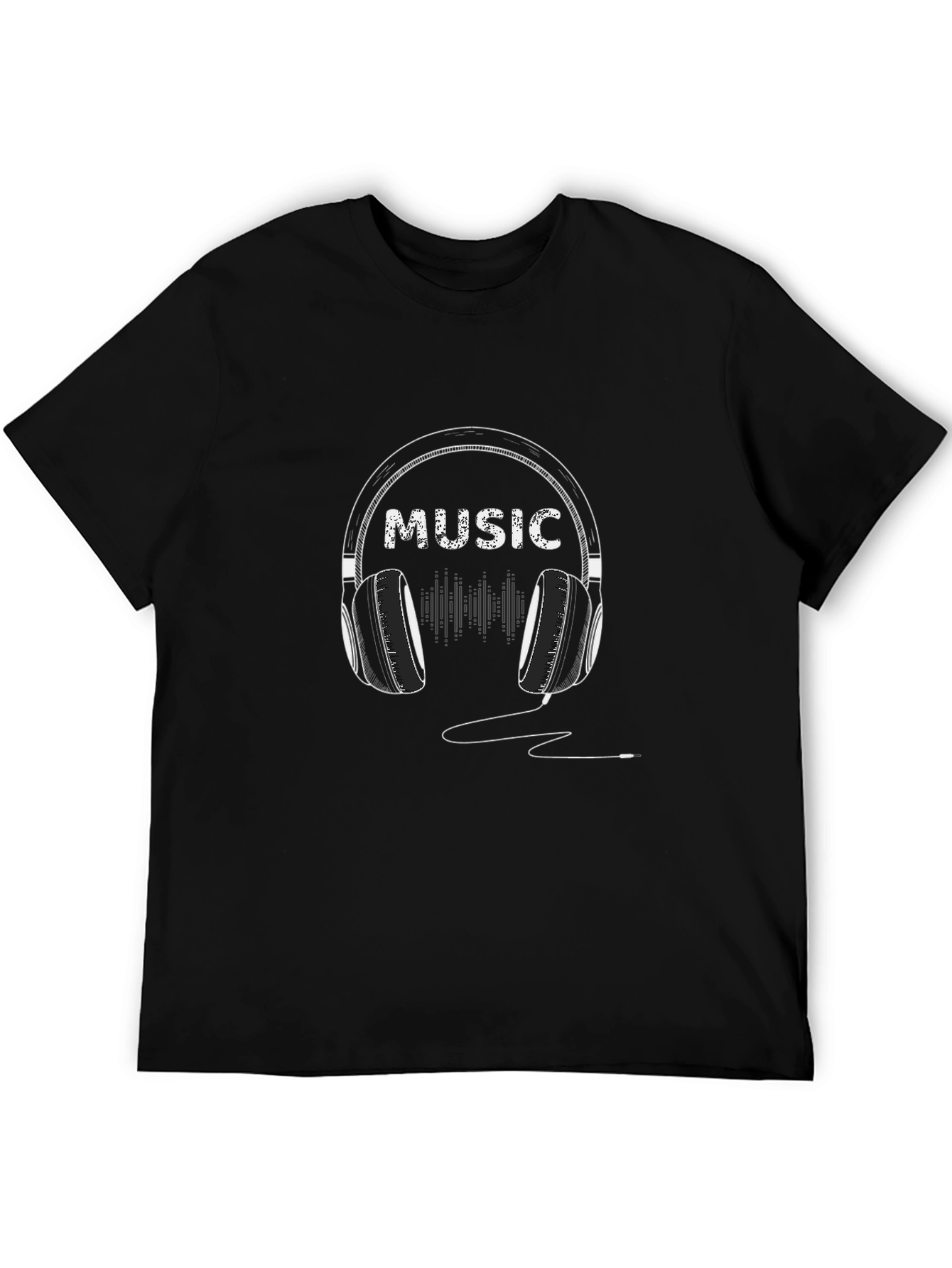 Music Headphone Graphic Tee - Trendy Black T-Shirt