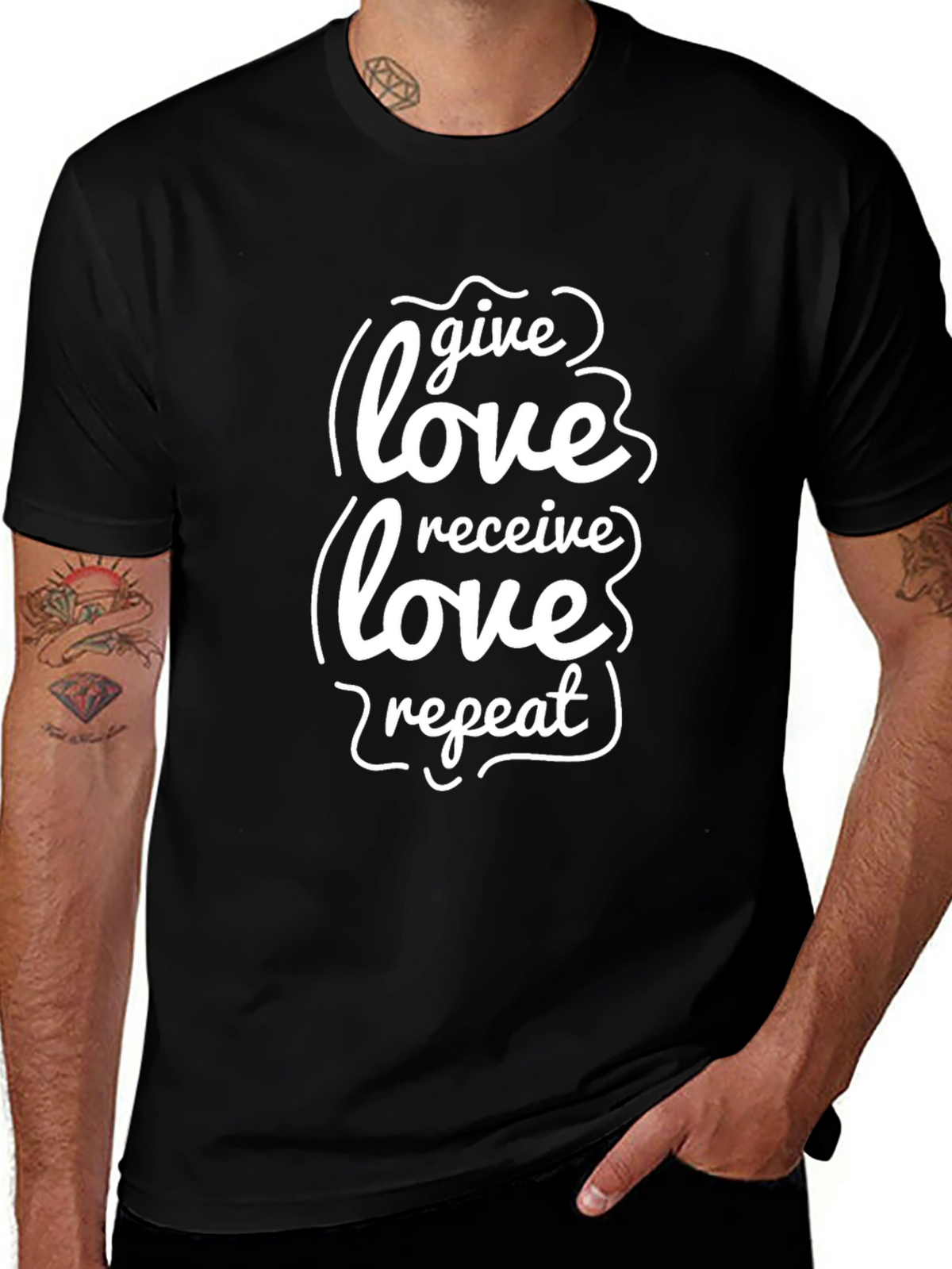 Give Love Receive Love Repeat Black T-Shirt