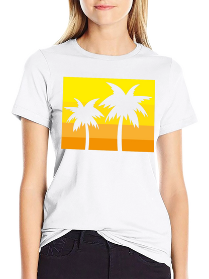 Tropical Palm Tree Graphic Tee - Sunset Vibes
