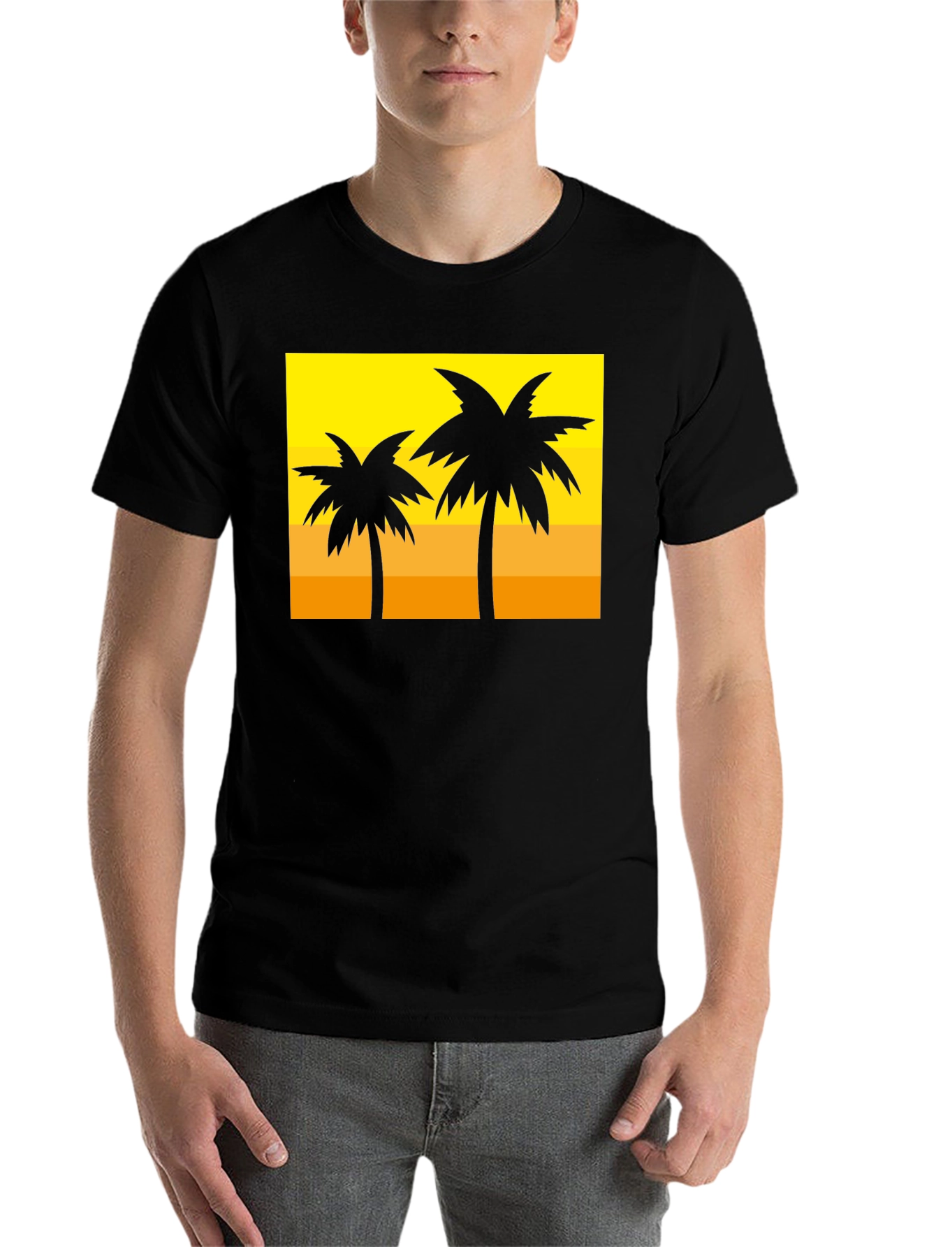 Tropical Palm Tree Graphic Tee - Sunset Vibes