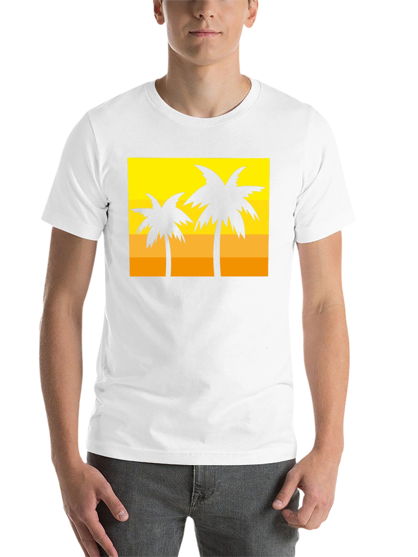 Tropical Palm Tree Graphic Tee - Sunset Vibes