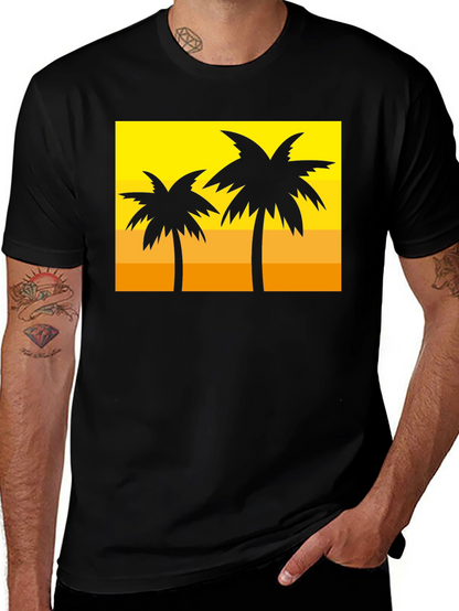 Tropical Palm Tree Graphic Tee - Sunset Vibes