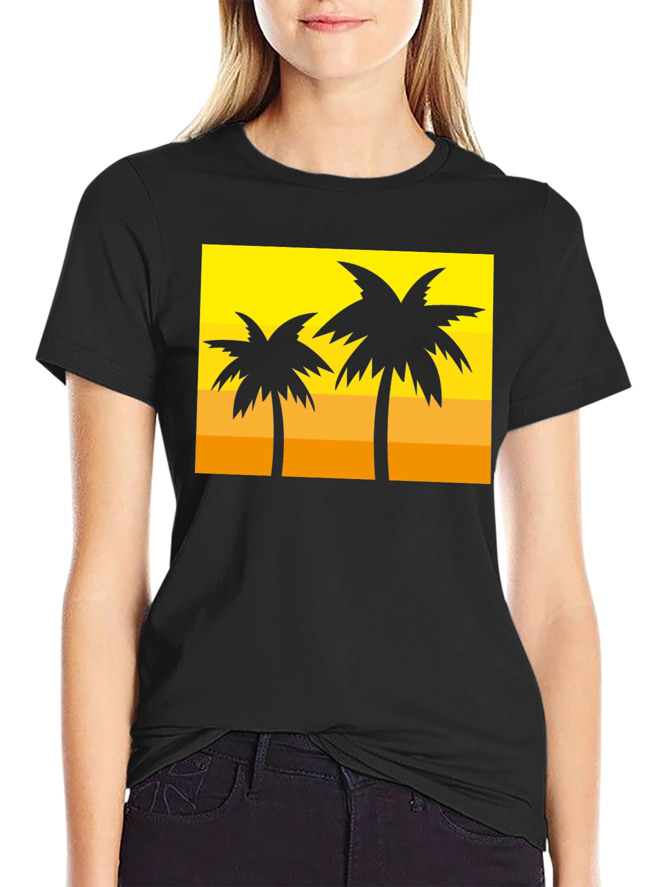 Tropical Palm Tree Graphic Tee - Sunset Vibes