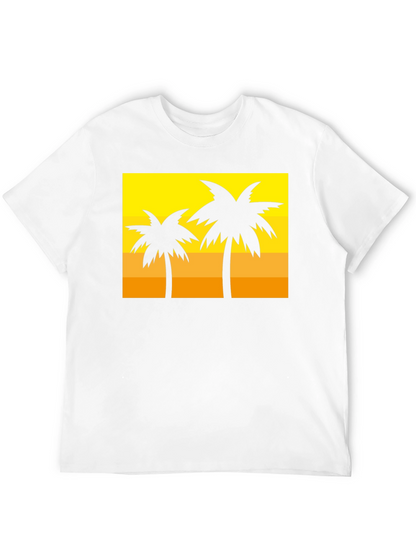 Tropical Palm Tree Graphic Tee - Sunset Vibes