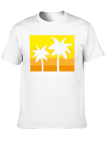 Tropical Palm Tree Graphic Tee - Sunset Vibes