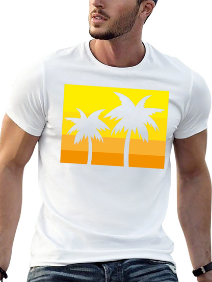 Tropical Palm Tree Graphic Tee - Sunset Vibes
