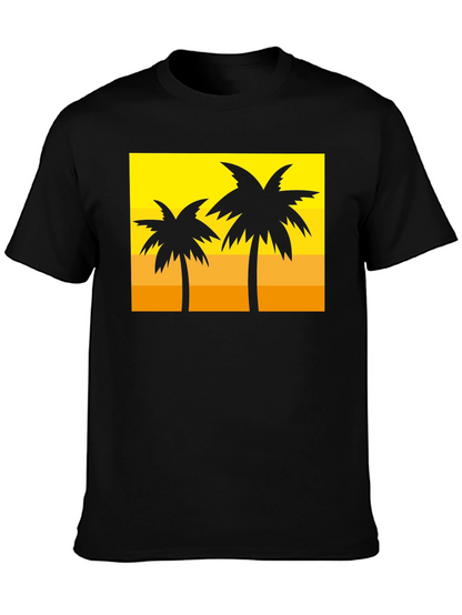 Tropical Palm Tree Graphic Tee - Sunset Vibes