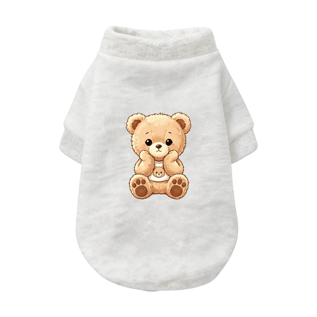 Hugging Mini Bear Grey Pet Pullover Sweater, Fluffy Teddy Puppy Outfit
