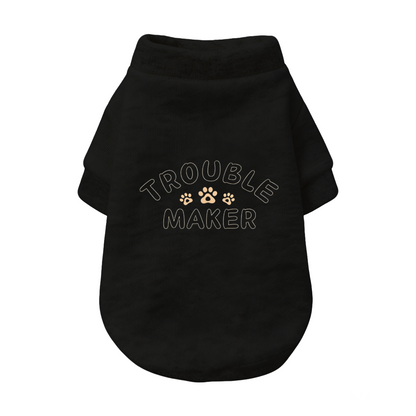 Trouble Maker Paw Print Black Pet Pullover Sweater, Funny Naughty Dog Clothes