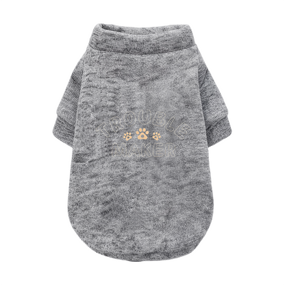 Trouble Maker Paw Print Black Pet Pullover Sweater, Funny Naughty Dog Clothes