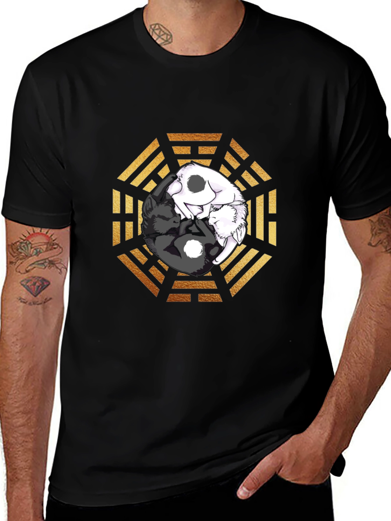 Yin Yang Cats Graphic T-Shirt
