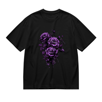 Dark Gothic Oil Painting Purple Roses Plus Size Women¡¯s T-Shirt