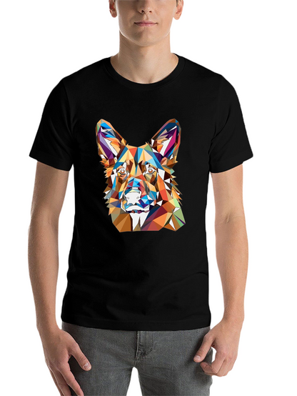 Geometric Dog Head Graphic T-Shirt