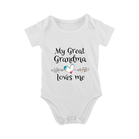 My Great Grandma Loves Me Watercolor Heart Sweet Baby Romper