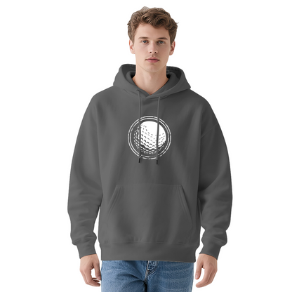 Retro Golf Ball Graphic Black Hoodie, Snug Sports Daily Hoodie