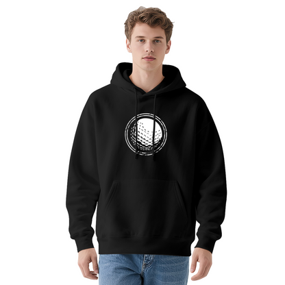 Retro Golf Ball Graphic Black Hoodie, Snug Sports Daily Hoodie