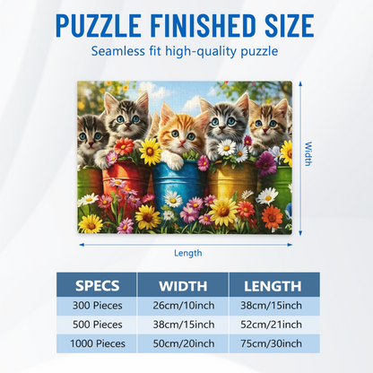 Sweet Bucket Kittens Daisy Floral Cute Animal Jigsaw Puzzle