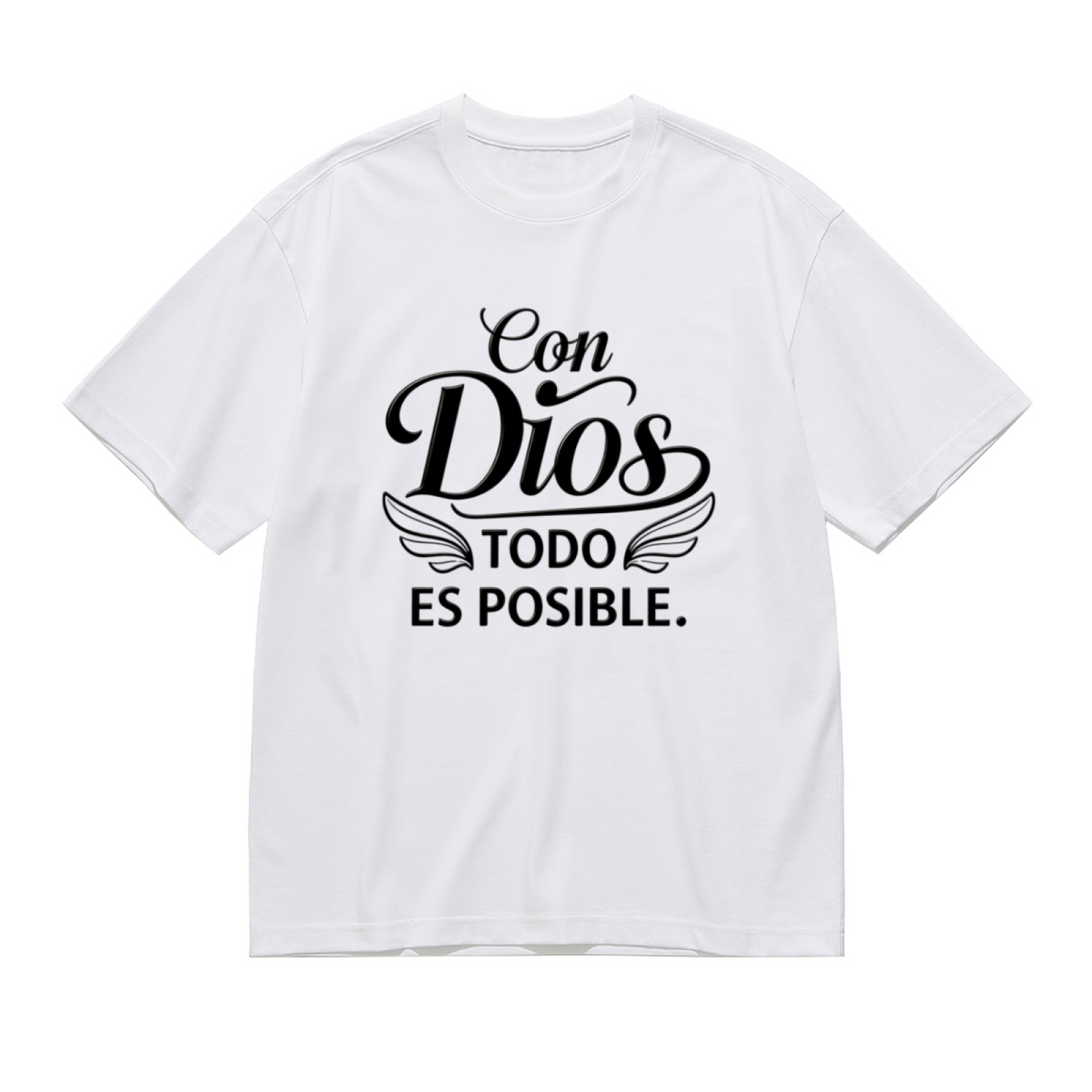 Con Dios Todo Es Posible Spanish Faith Wings Plus Size Women Graphic Print T-Shirt