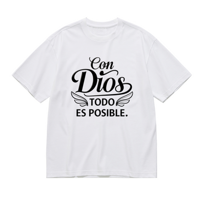 Con Dios Todo Es Posible Spanish Faith Wings Plus Size Women Graphic Print T-Shirt