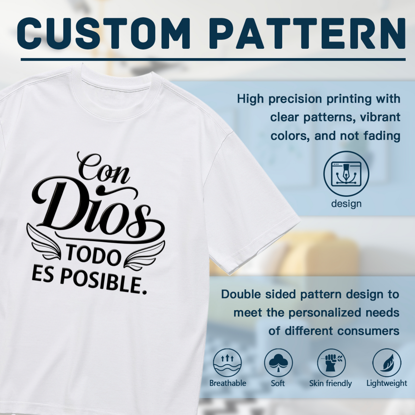Con Dios Todo Es Posible Spanish Faith Wings Plus Size Women Graphic Print T-Shirt