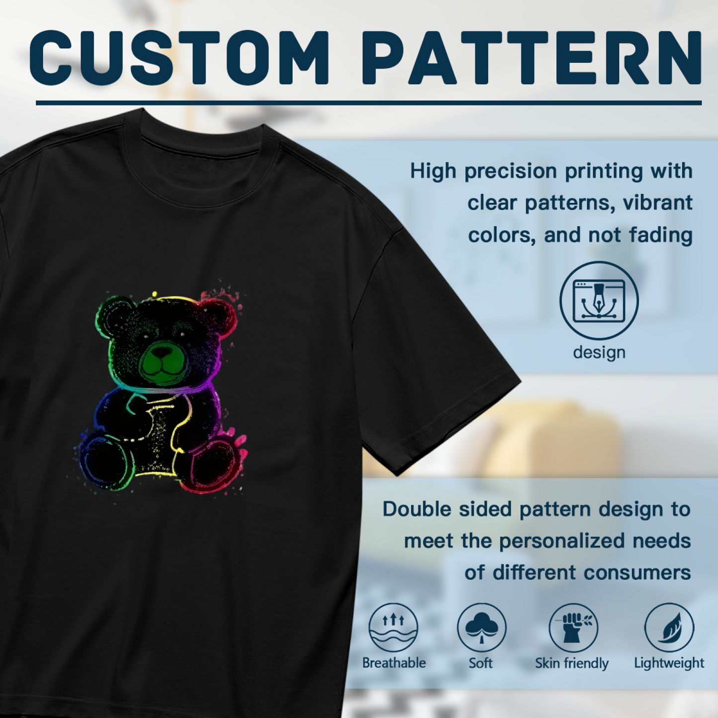 Neon Rainbow Splash Cute Teddy Bear Casual Top