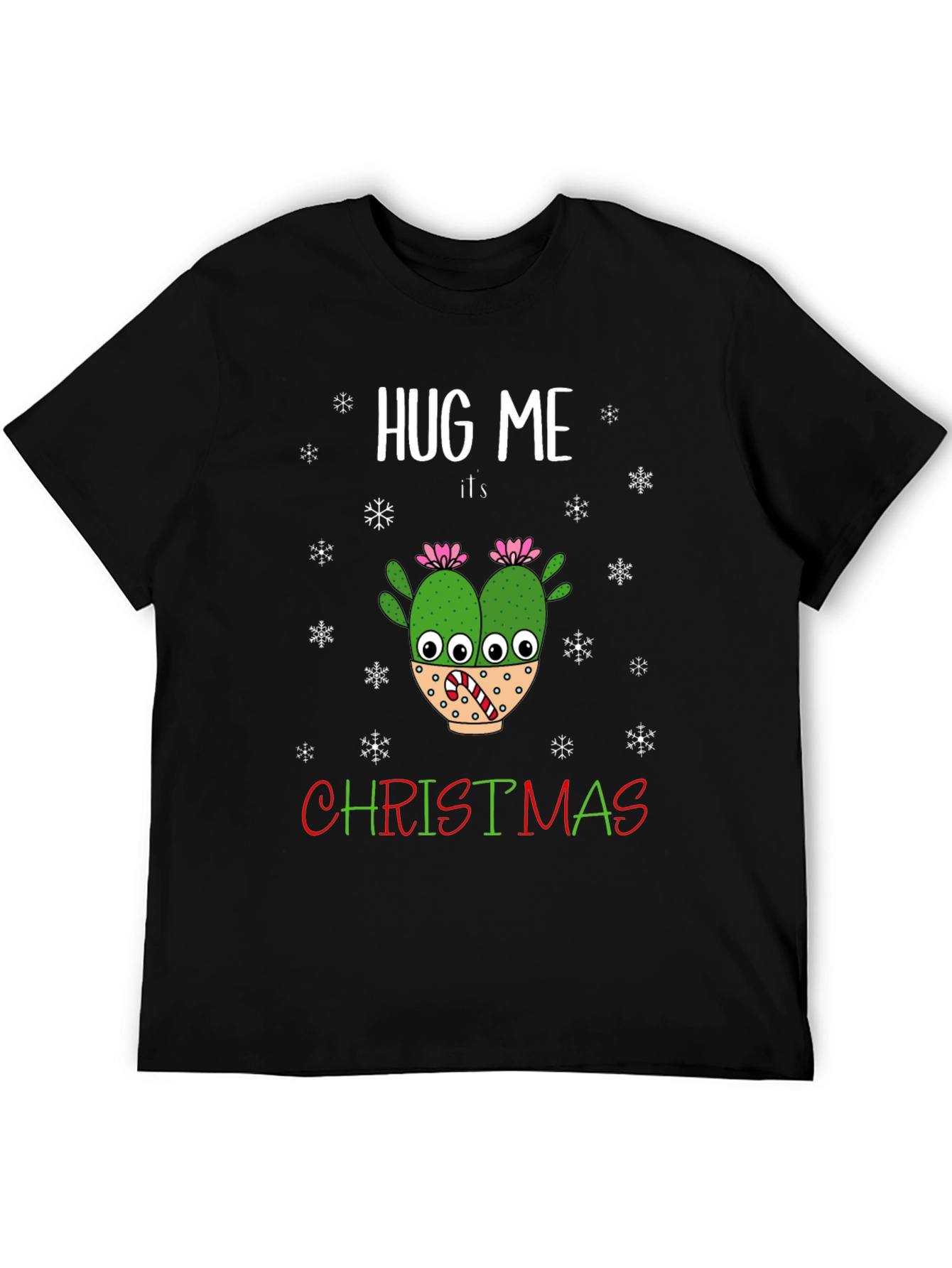 Hug Me Its Christmas T-Shirt Holiday Cactus