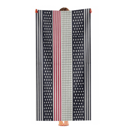 Retro Star Stripe American Style Beach Towel, Fluffy Soft & Strong Water Absorbency, Full Range of Sizes for Stylish Comfort on Every Beach Getaway