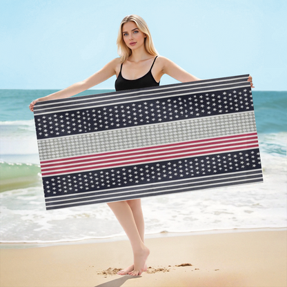 Retro Star Stripe American Style Beach Towel, Fluffy Soft & Strong Water Absorbency, Full Range of Sizes for Stylish Comfort on Every Beach Getaway