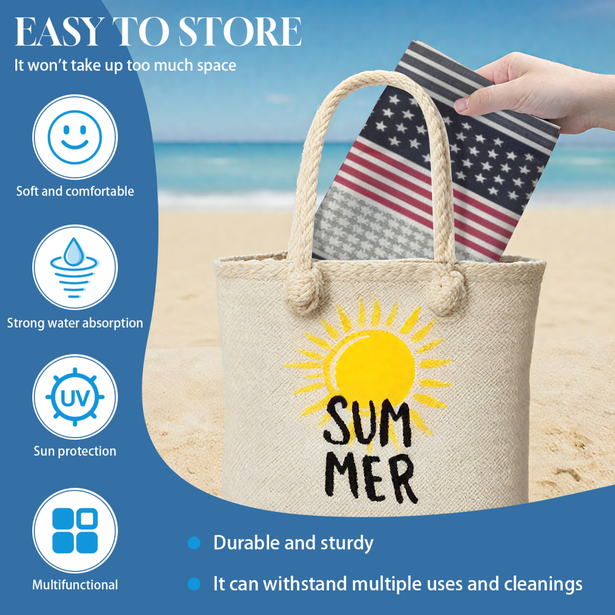 Retro Star Stripe American Style Beach Towel, Fluffy Soft & Strong Water Absorbency, Full Range of Sizes for Stylish Comfort on Every Beach Getaway