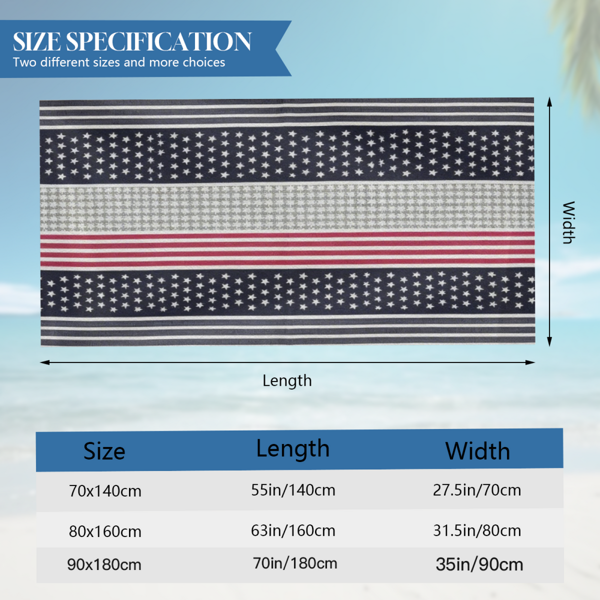 Retro Star Stripe American Style Beach Towel, Fluffy Soft & Strong Water Absorbency, Full Range of Sizes for Stylish Comfort on Every Beach Getaway