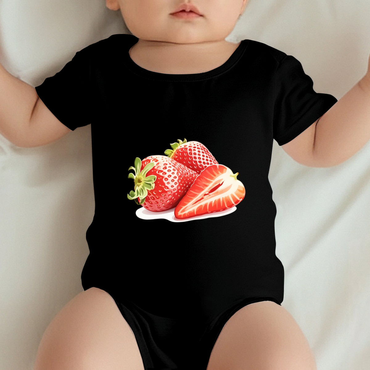 Juicy Realistic Strawberry Sweet Black Infant Romper