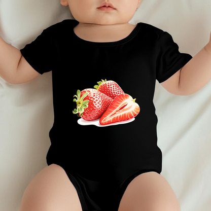 Juicy Realistic Strawberry Sweet Black Infant Romper