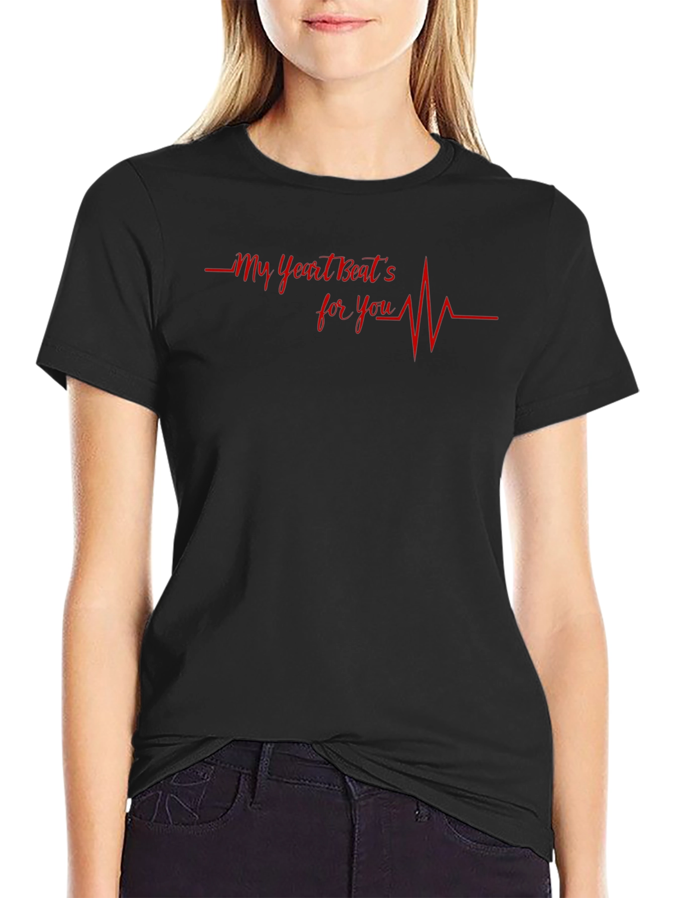 Heartbeat For You Graphic Tee - Black