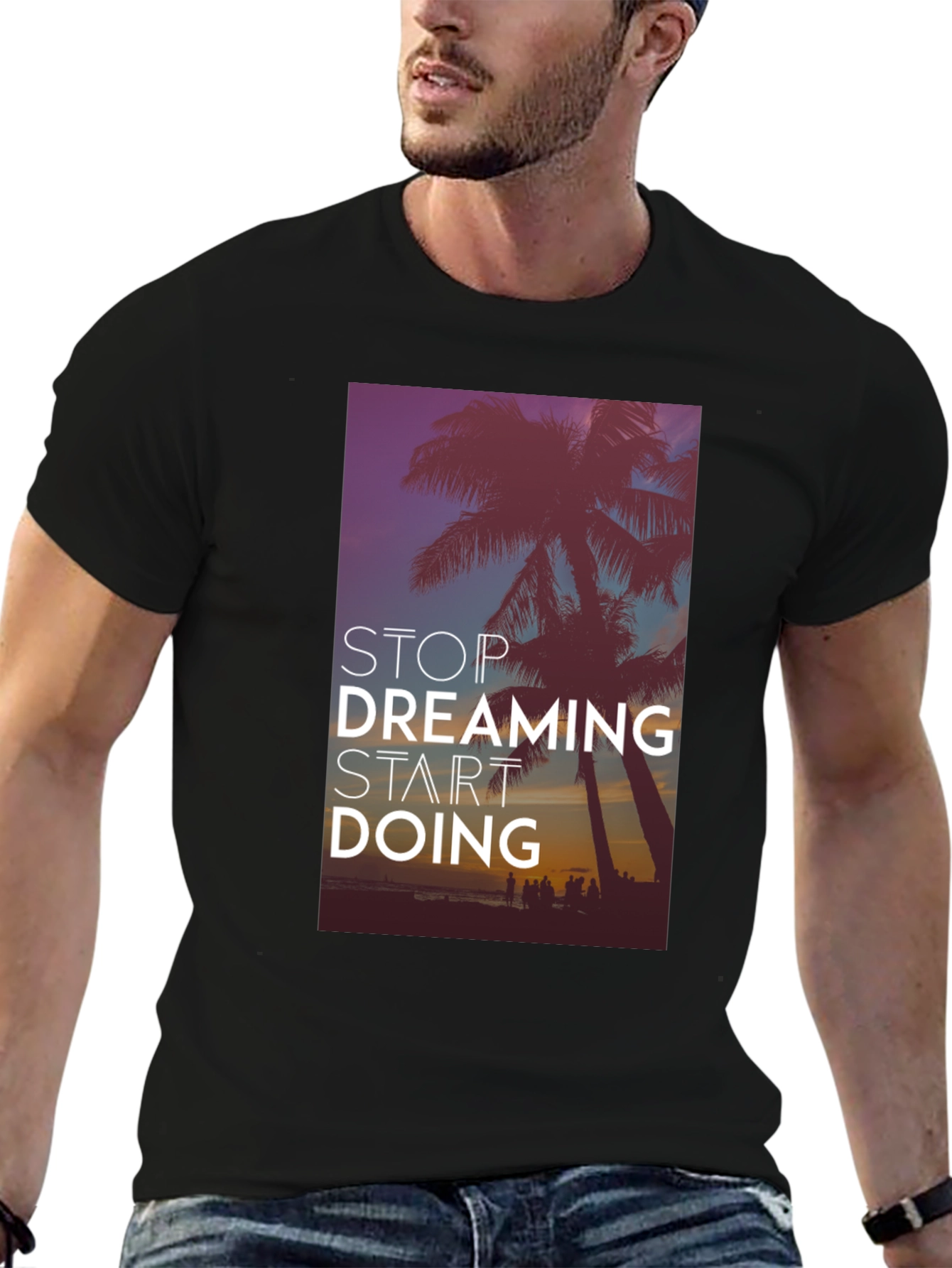 Stop Dreaming Start Doing Black Graphic Tee