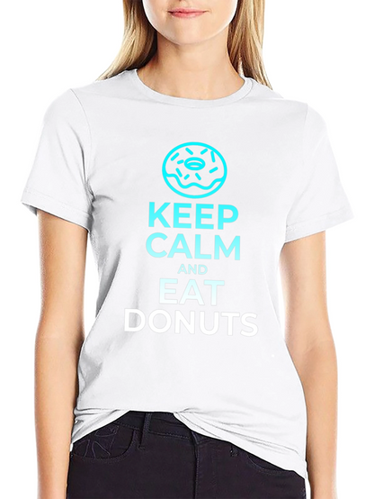 Keep Calm and Eat Donuts Black T-Shirt