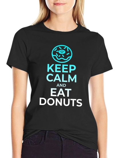 Keep Calm and Eat Donuts Black T-Shirt