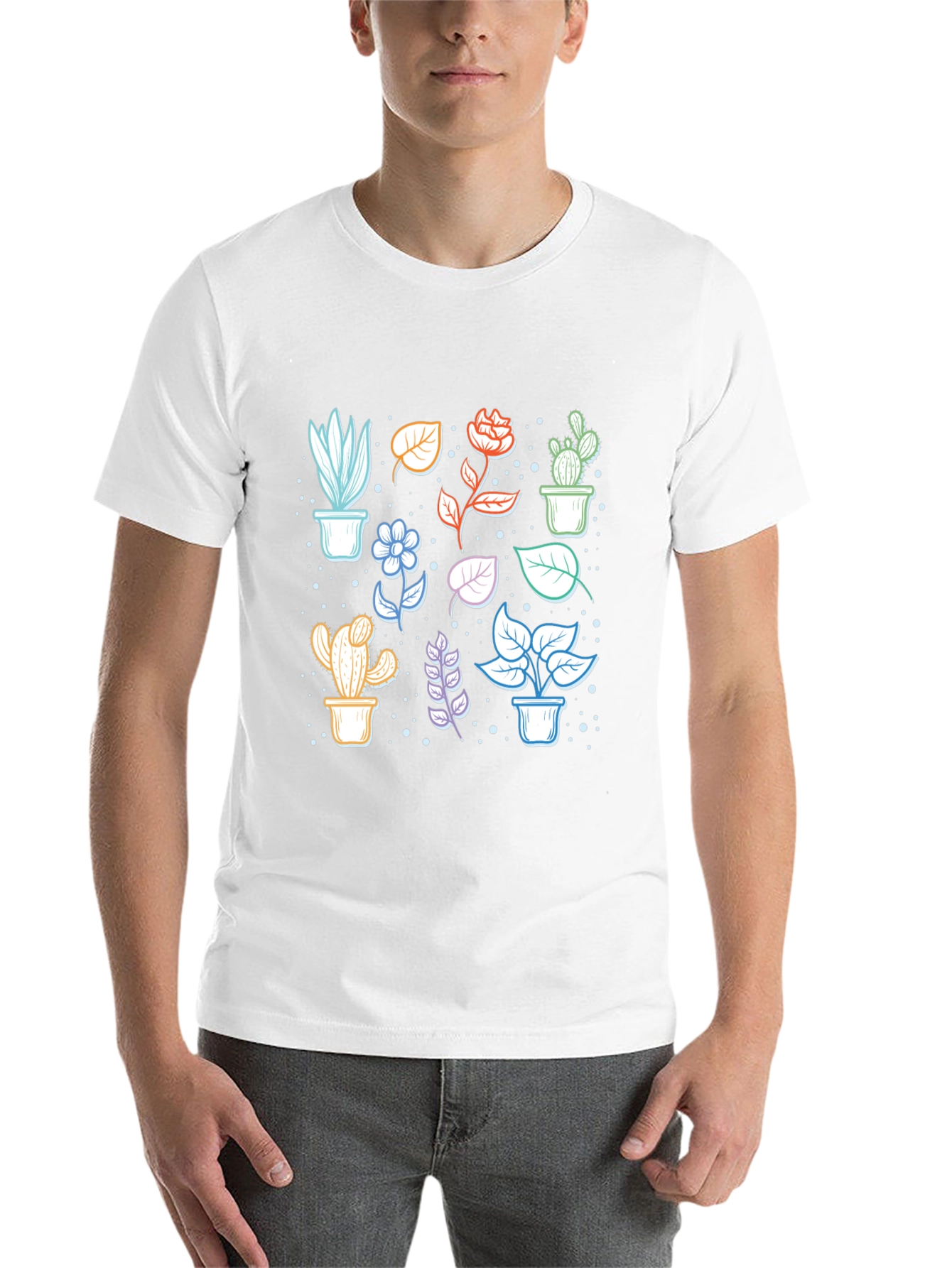 Botanical Plant Print Black T-Shirt