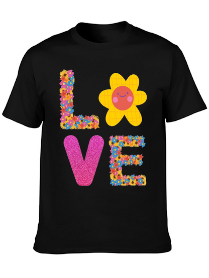Floral LOVE Graphic Tee - Trendy Unisex T-Shirt