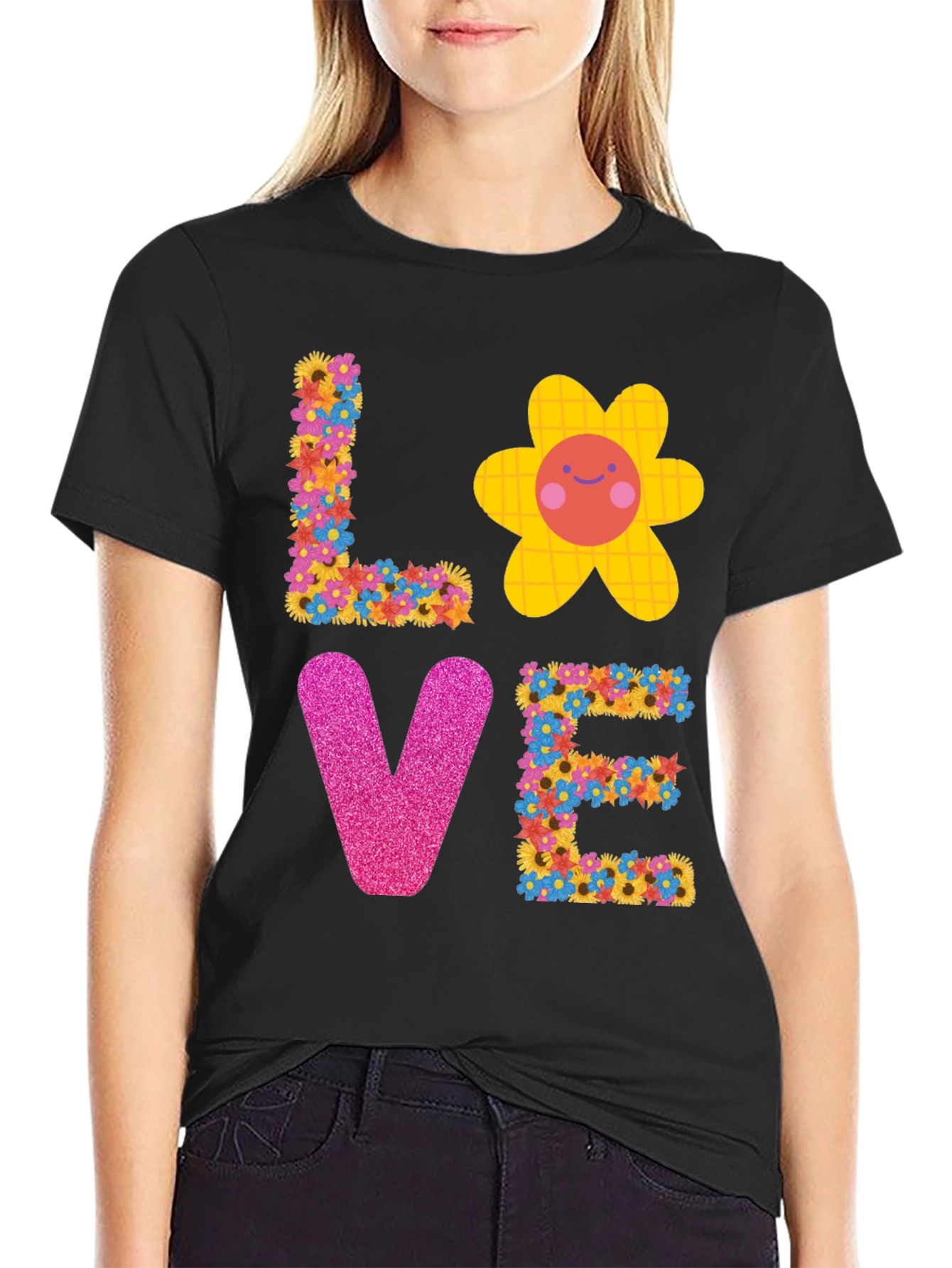 Floral LOVE Graphic Tee - Trendy Unisex T-Shirt